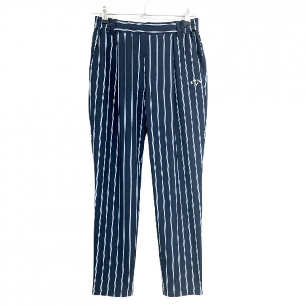 【美品】キャロウェイ パンツ ネイビー×白 ストライプ風 レディース M ゴルフウェア 2025年モデル Callaway