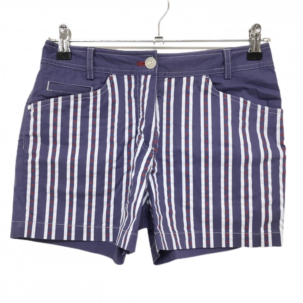 【美品】キャロウェイ ショートパンツ ライトパープル系×白 ストライプ 星柄 ベア  レディース M ゴルフウェア Callaway