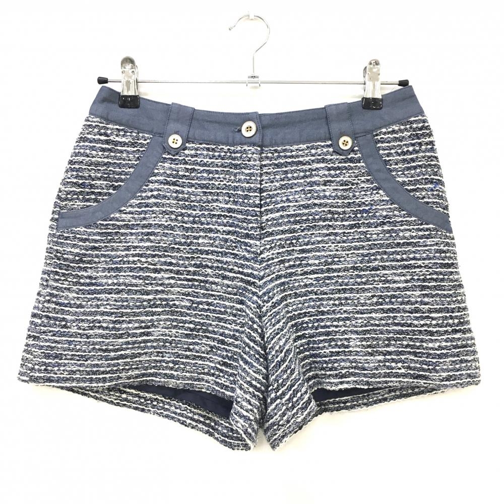 【美品】キャロウェイ ショートパンツ 杢ネイビー×白 ラメ糸 ニット調  レディース S ゴルフウェア Callaway