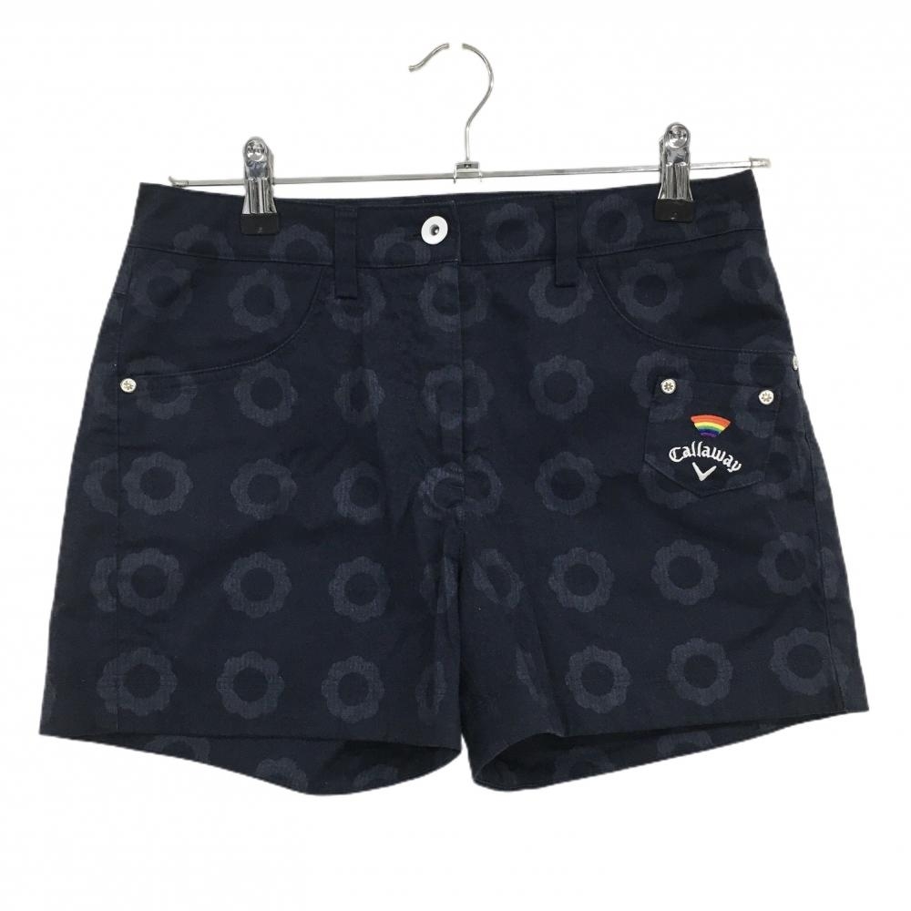 【超美品】キャロウェイ ショートパンツ ネイビー 花柄 ストレッチ レディース S ゴルフウェア Callaway