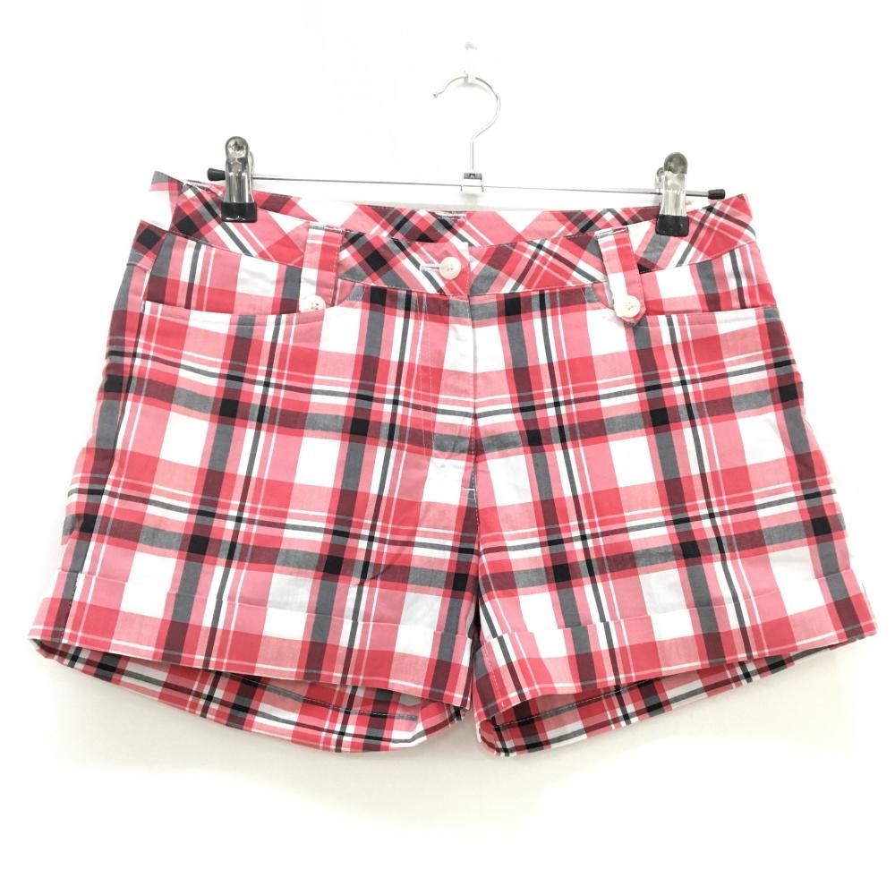 キャロウェイ ショートパンツ 白×レッド チェック コットン混  レディース L ゴルフウェア Callaway