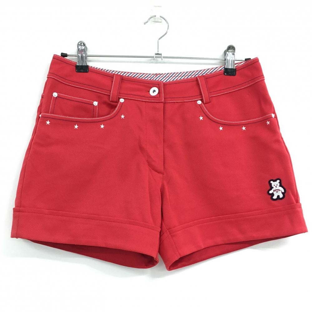 【美品】キャロウェイ ショートパンツ レッド×白 星ポケット ワッペン  レディース L ゴルフウェア Callaway