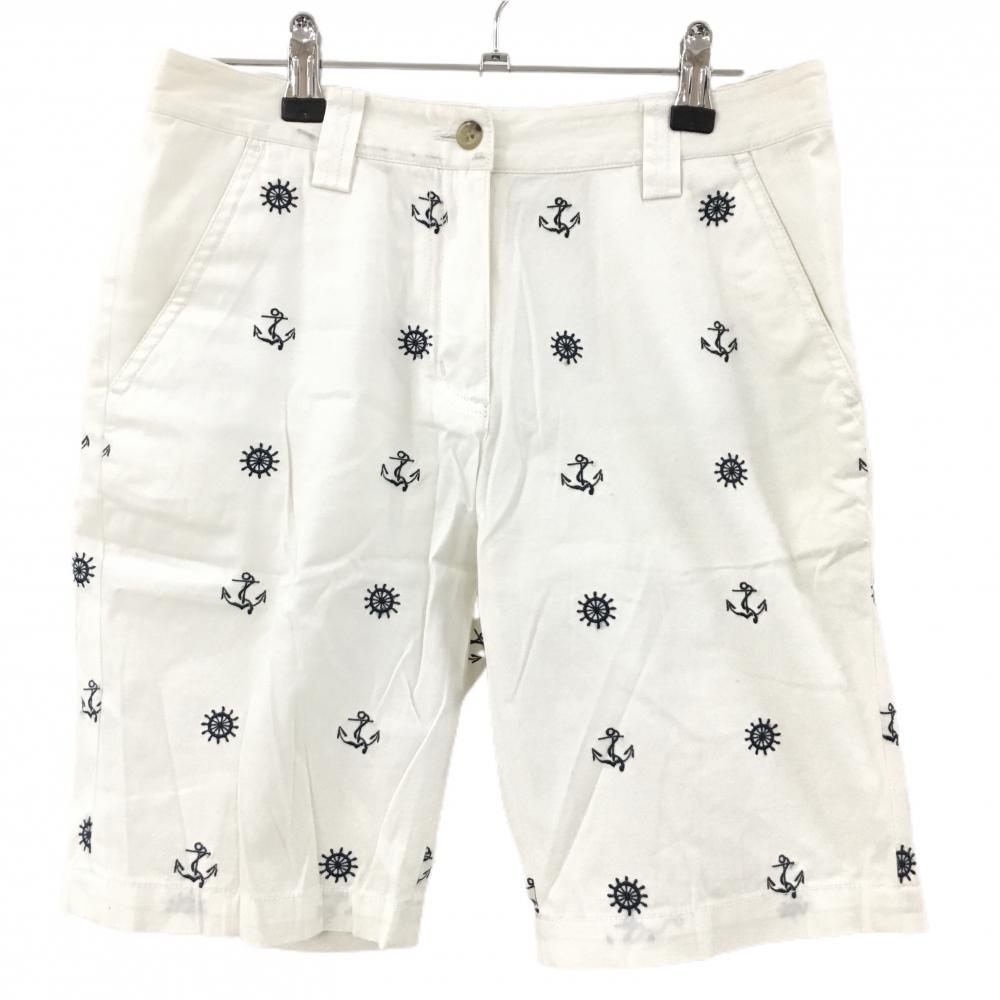 キャロウェイ ハーフパンツ 白×ネイビー 総柄 コットン混  レディース S ゴルフウェア Callaway