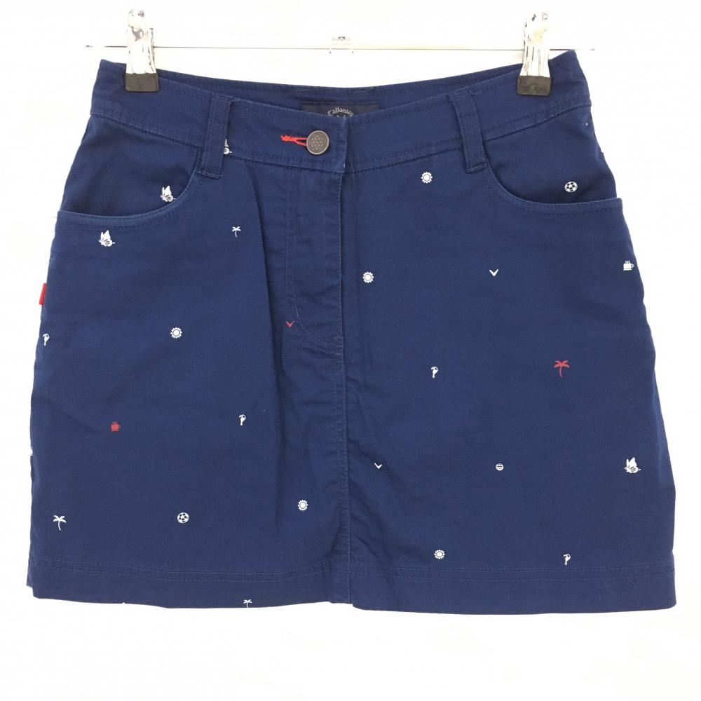 キャロウェイ スカート ネイビー 総柄 内側インナーパンツ レディース SS ゴルフウェア Callaway