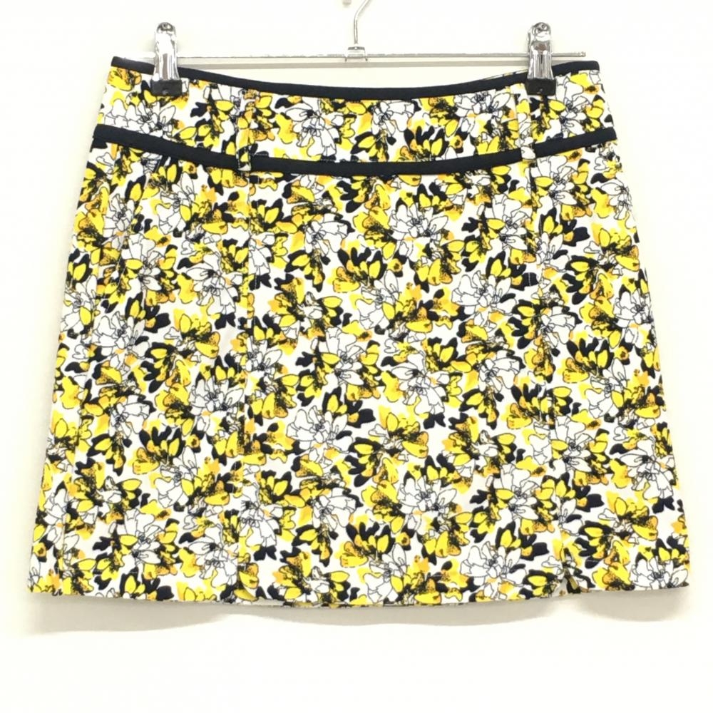 【超美品】キャロウェイ スカート 白×イエロー 花柄 裏地付き レディース M ゴルフウェア Callaway