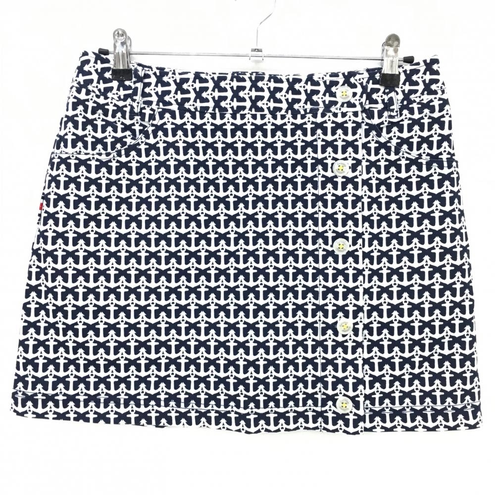 【美品】キャロウェイ スカート ネイビー×白 イカリ柄 内側インナーパンツ レディース L ゴルフウェア Callaway