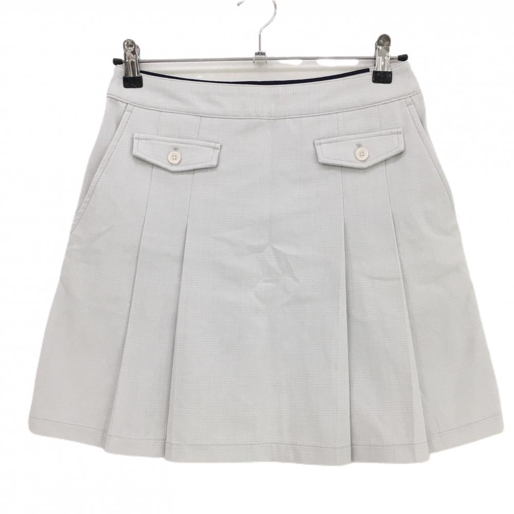 【美品】キャロウェイ プリーツスカート ライトグレー チェック 総柄 ストレッチ  レディース M ゴルフウェア Callaway