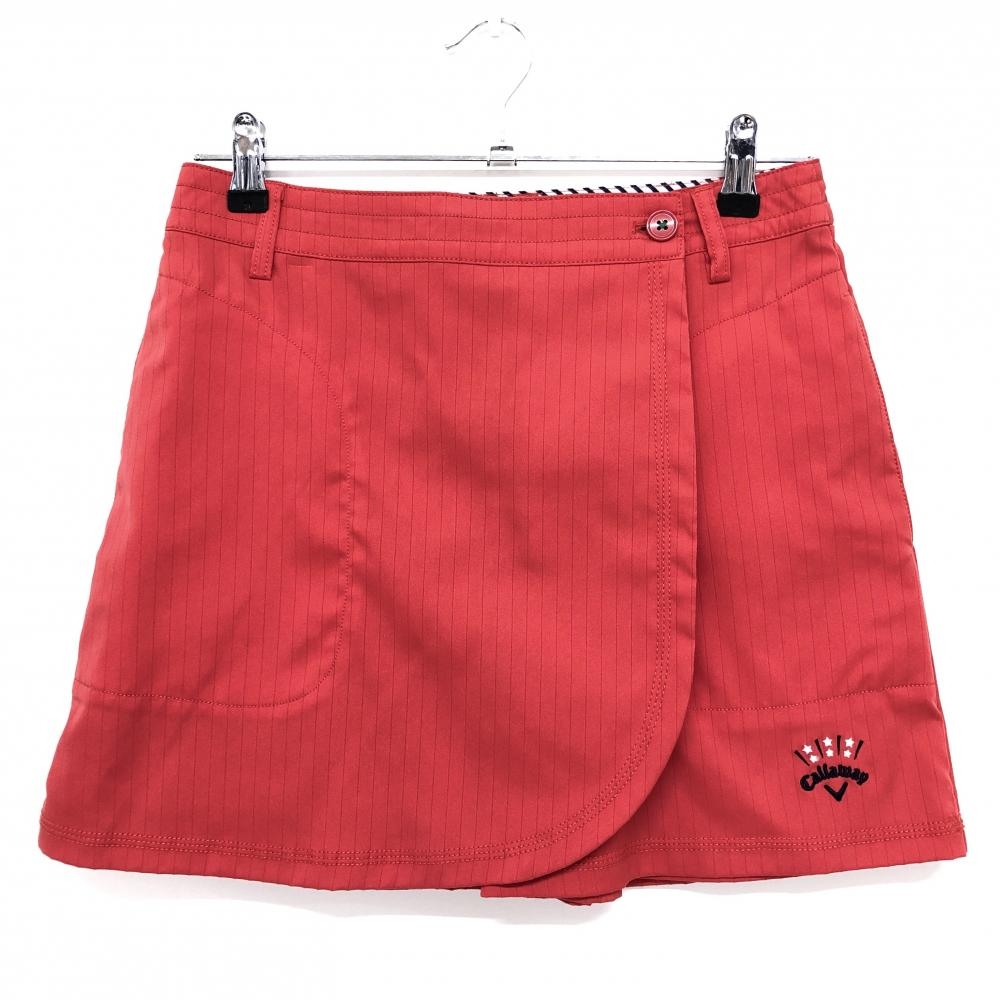 【超美品】キャロウェイ スカート レッド ストライプ織生地 内側インナーパンツ レディース M ゴルフウェア Callaway