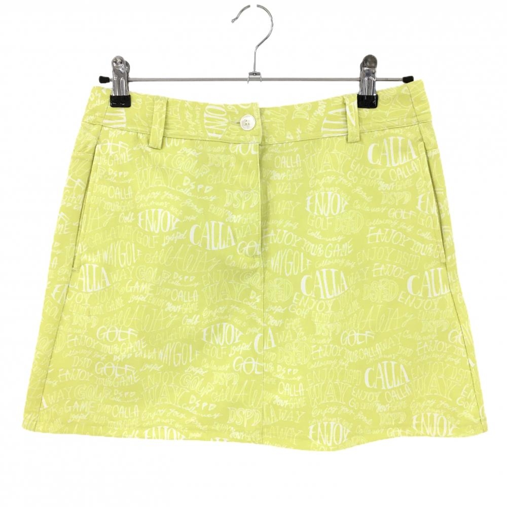 【超美品】キャロウェイ スカート イエロー×白 英字総柄 レディース L ゴルフウェア Callaway