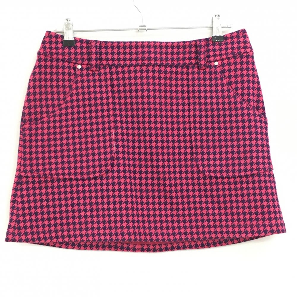 キャロウェイ スカート ピンク×ネイビー 千鳥格子 裏起毛 レディース L ゴルフウェア Callaway