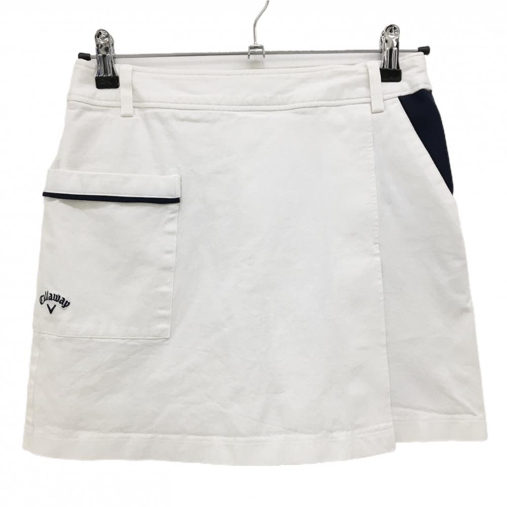 【美品】キャロウェイ スカート 白×ネイビー 内側パンツ ストレッチ レディース S ゴルフウェア Callaway