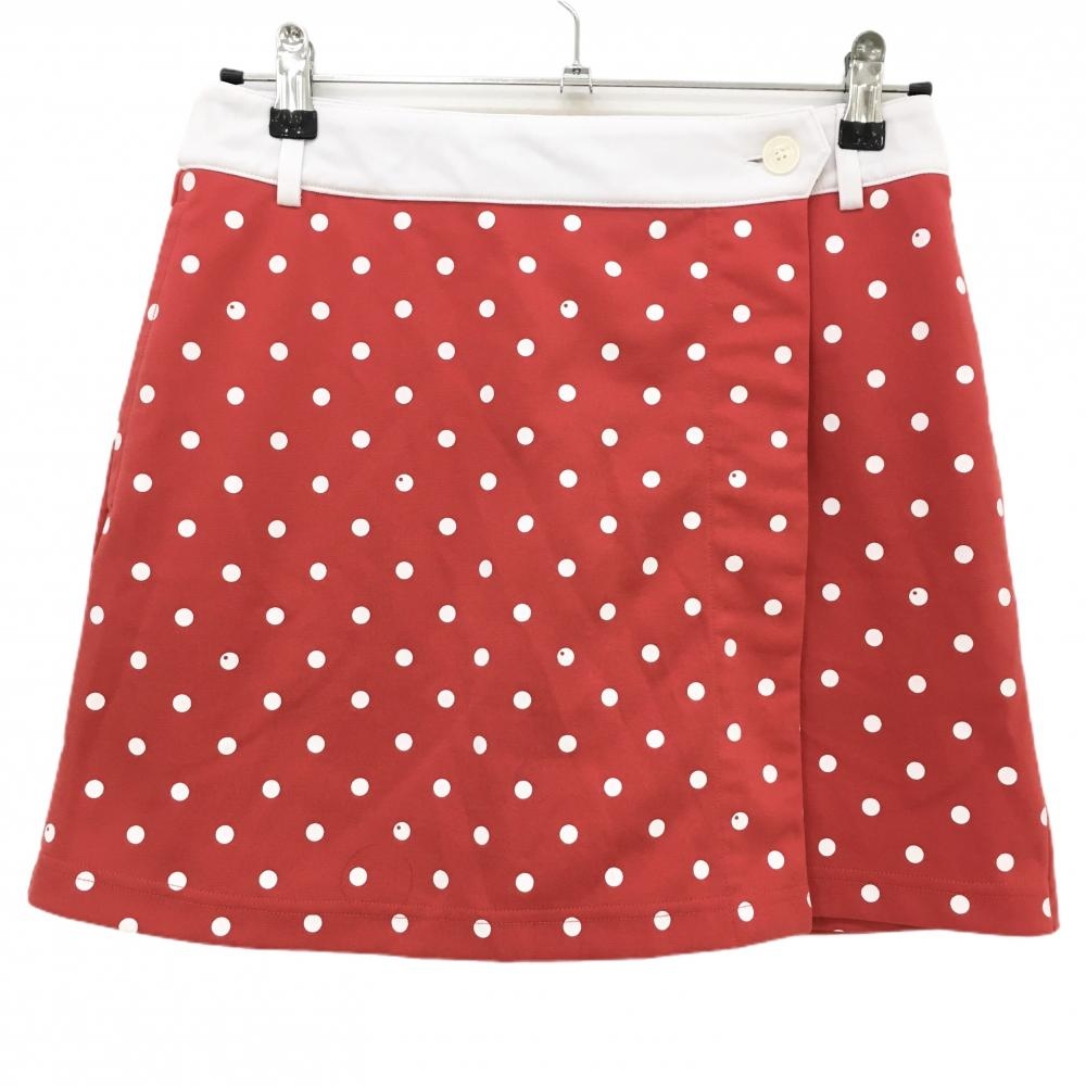 【超美品】キャロウェイ スカート レッド×白 ドット 巻きスカート風 内側インナーパンツ レディース L ゴルフウェア Callaway