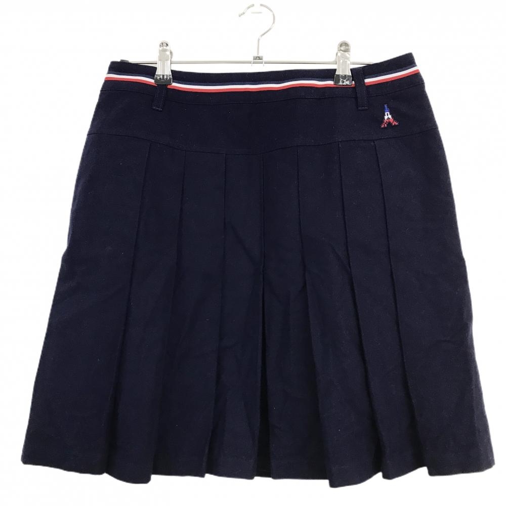 【超美品】キャロウェイ スカート ネイビー×レッド ベルト部トリコロールライン 裏地付 レディース LL ゴルフウェア Callaway