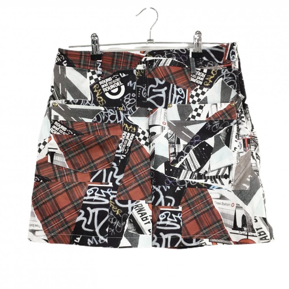 【超美品】キャロウェイ スカート グレー系×レッド 総柄 ストレッチ 内側インナーパンツ レディース L ゴルフウェア Callaway