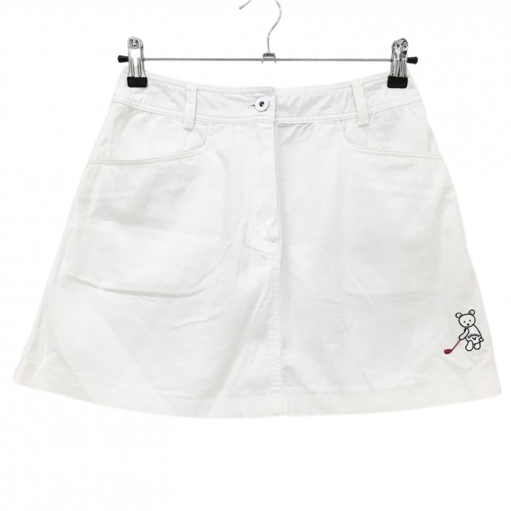 キャロウェイ スカート 白 クマ刺しゅう ストレッチ レディース S ゴルフウェア Callaway