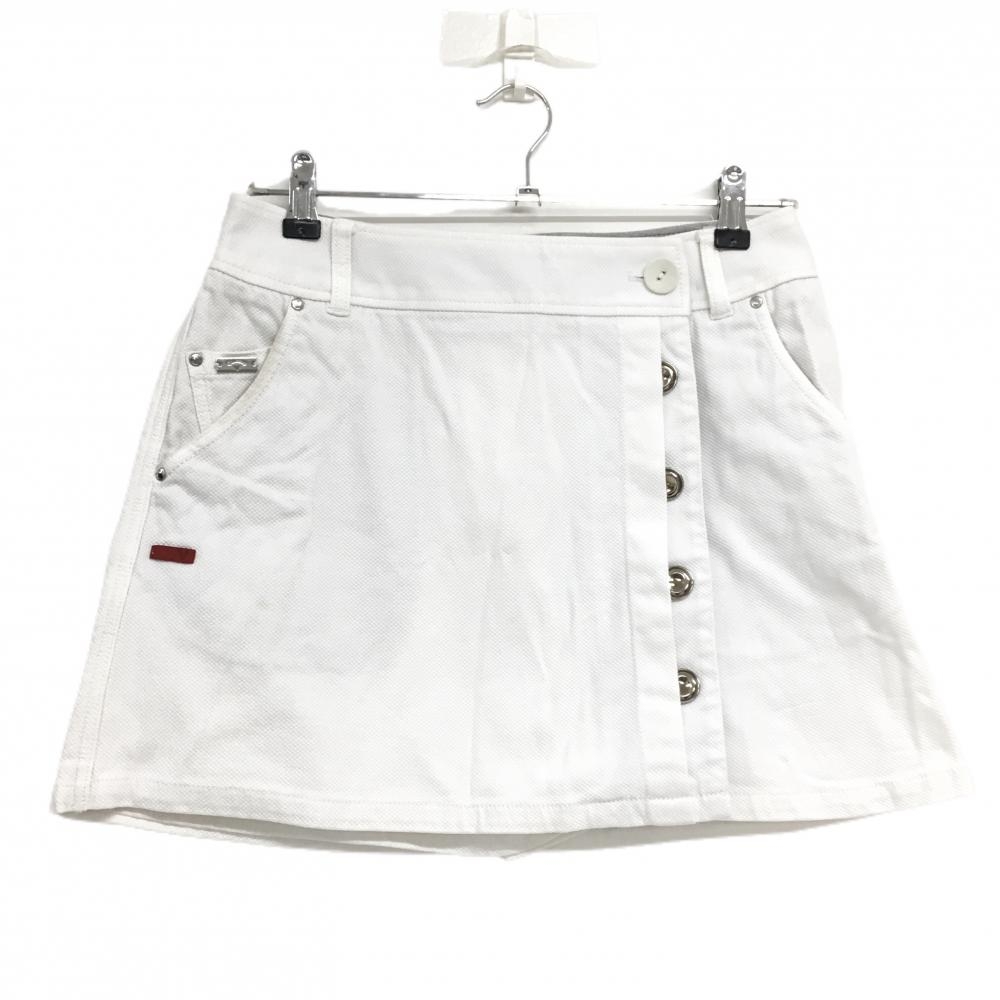 キャロウェイ レッドレーベル スカート 白 前ボタン 内側パンツ ティー装着可 レディース M ゴルフウェア Callaway