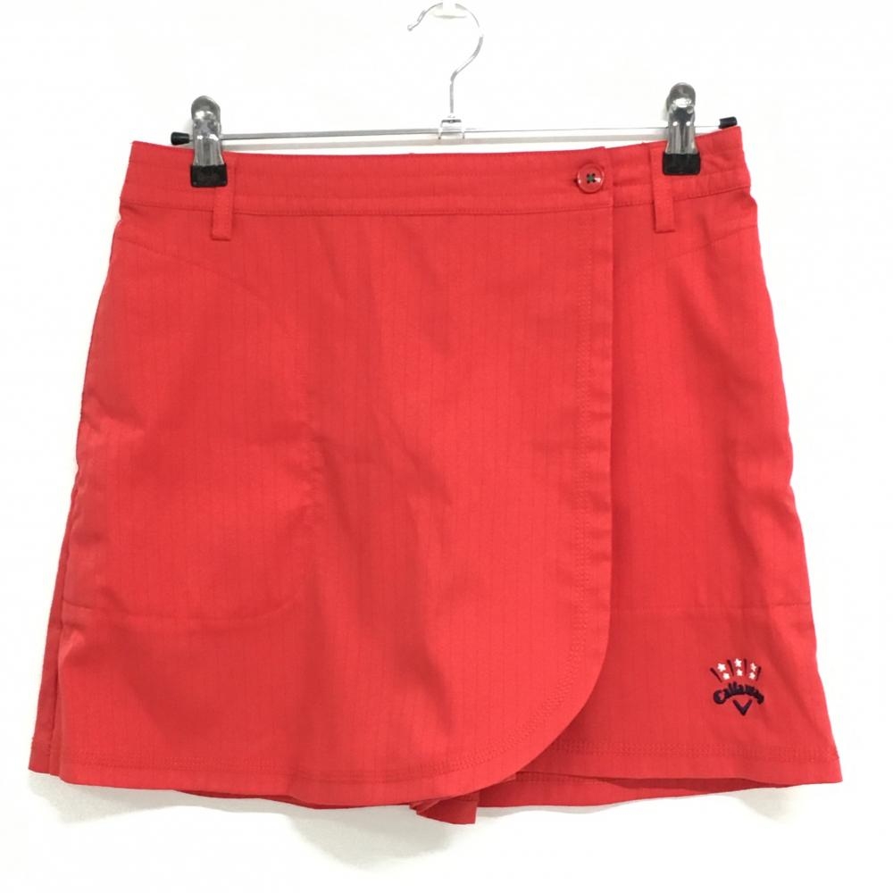 【美品】キャロウェイ スカート レッド ストライプ 内側パンツ レディース L ゴルフウェア Callaway