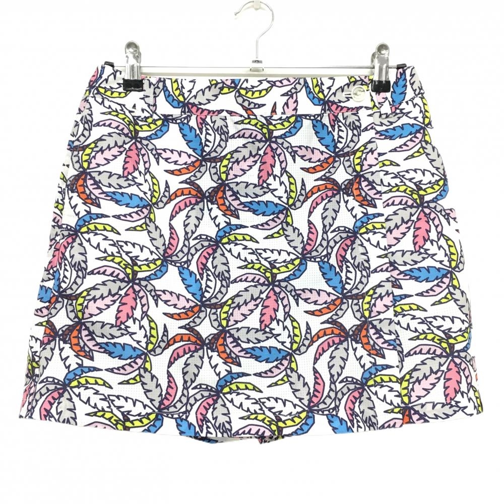 【美品】キャロウェイ スカート 白×ネイビー×ピンク 総柄 内側パンツ  レディース L ゴルフウェア Callaway