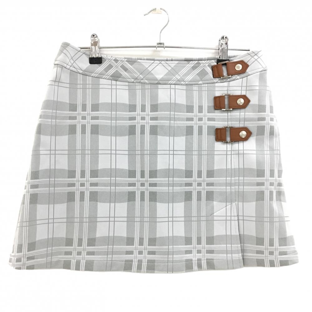 【美品】キャロウェイ スカート オフホワイト×ライトグレー チェック柄 レディース L ゴルフウェア Callaway