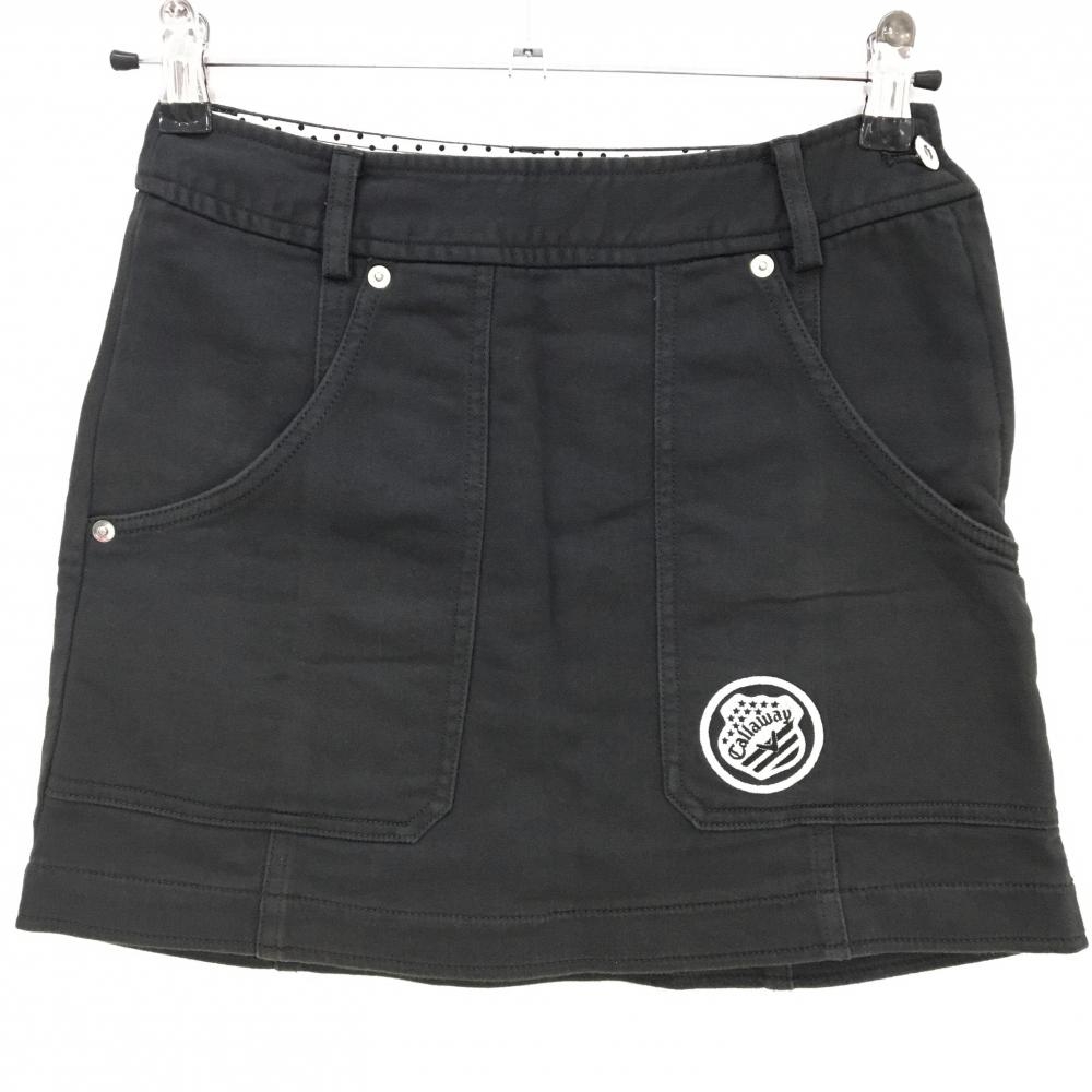 キャロウェイ スカート 黒×白 ロゴ刺しゅう ストレッチ レディース SS ゴルフウェア Callaway