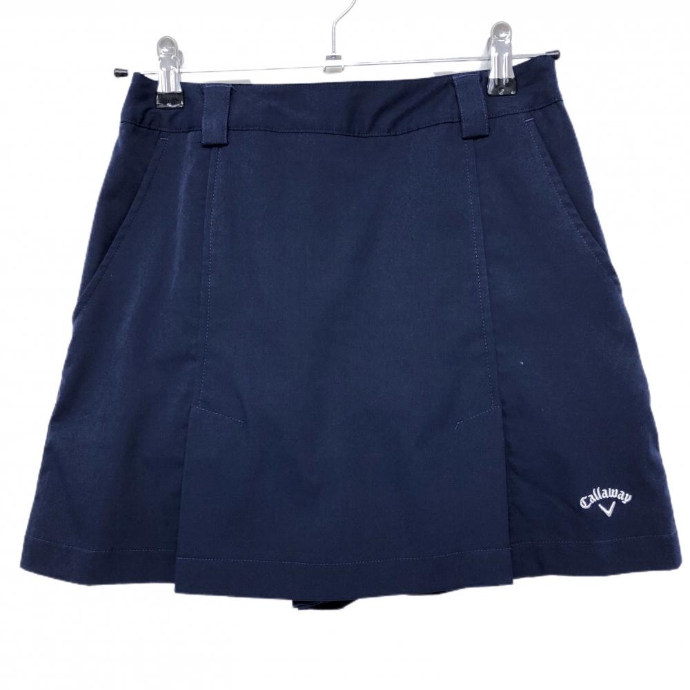 【美品】キャロウェイ スカート ネイビー ロゴ白 内側パンツ レディース S ゴルフウェア Callaway