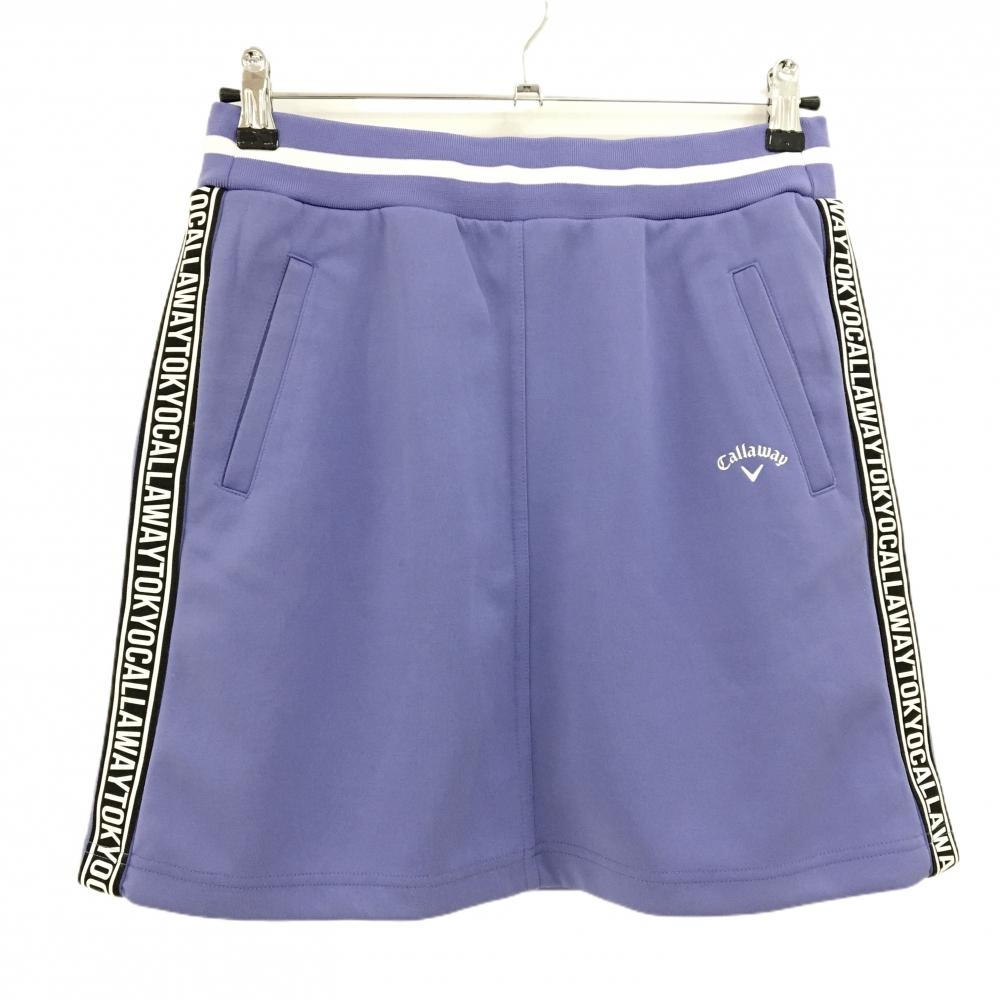 キャロウェイ スカート ライトパープル×黒 サイド英字ライン ウエストゴム  レディース M ゴルフウェア Callaway