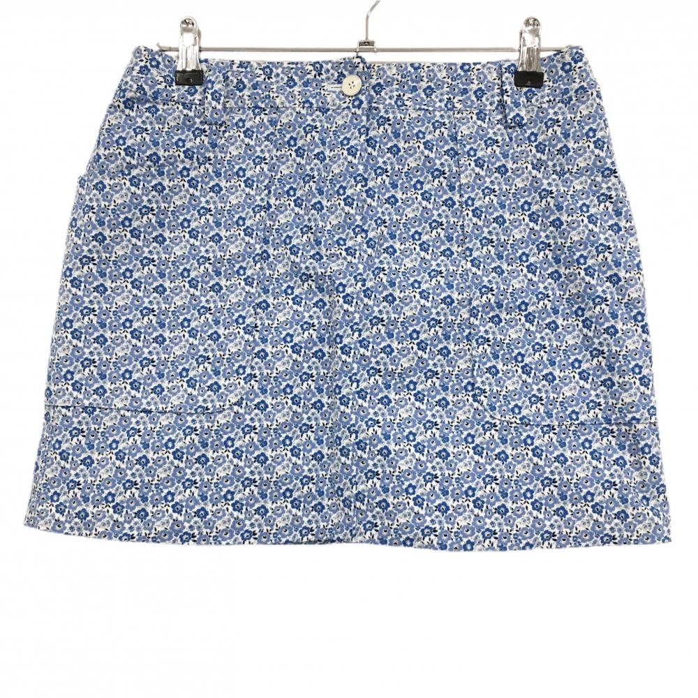【超美品】キャロウェイ スカート 白×ブルー 花柄 バックロゴ レディース L ゴルフウェア Callaway