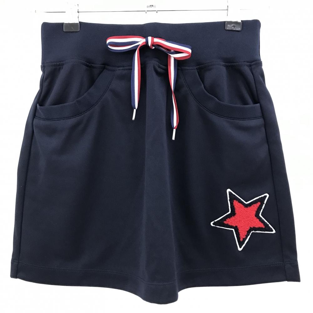 【超美品】キャロウェイ スカート ネイビー×レッド 星 ベアワッペン クマ型ポケット ウエストゴム  レディース S ゴルフウェア Callaway
