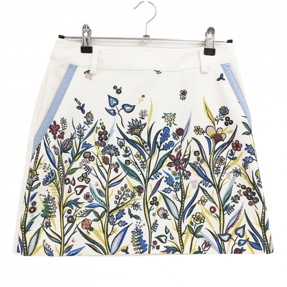 キャロウェイ スカート 白×マルチカラー フロント花柄 レディース M ゴルフウェア Callaway
