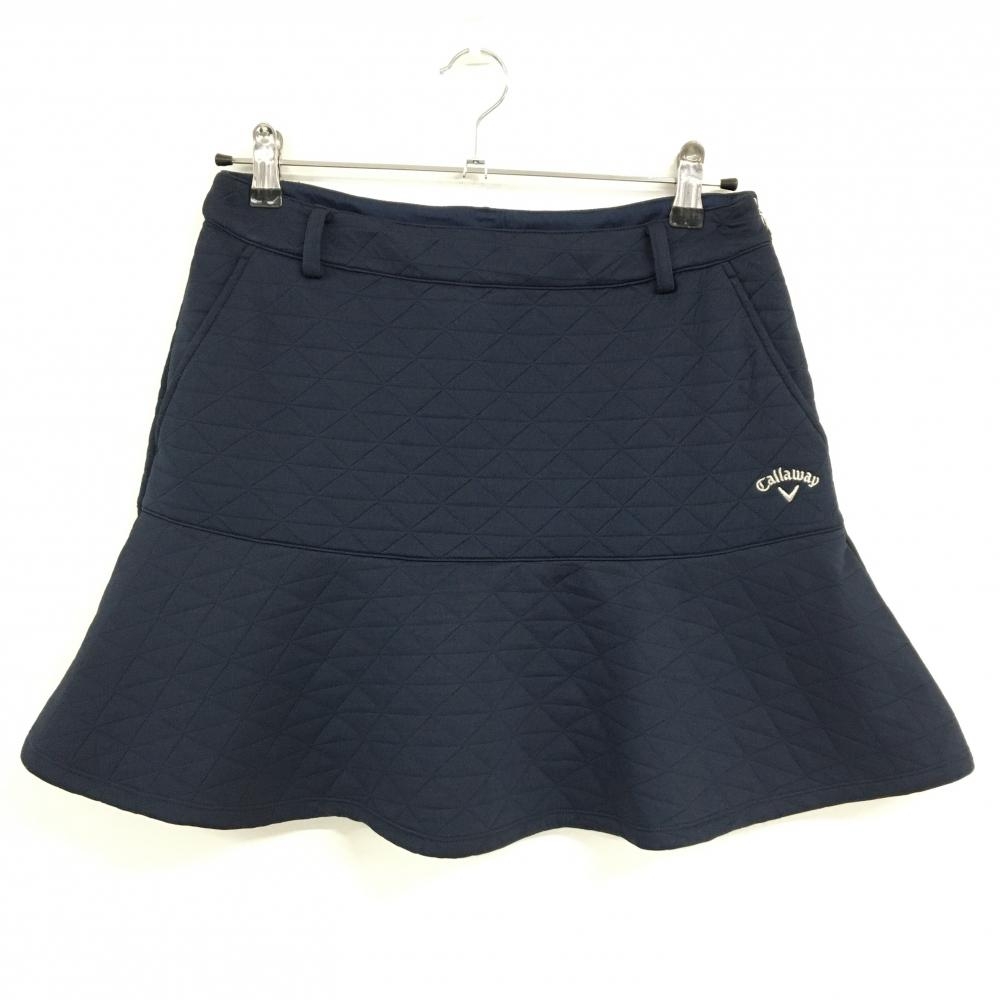 【超美品】キャロウェイ スカート ネイビー キルティング風 ロゴ刺しゅう  レディース L ゴルフウェア Callaway