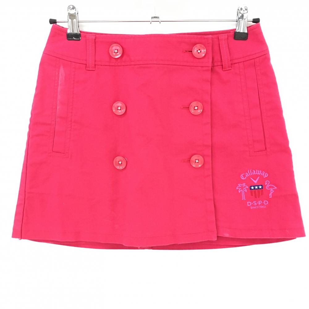 キャロウェイ スカート ピンクレッド 巻きスカート風 内側インナーパンツ レディース S ゴルフウェア Callaway