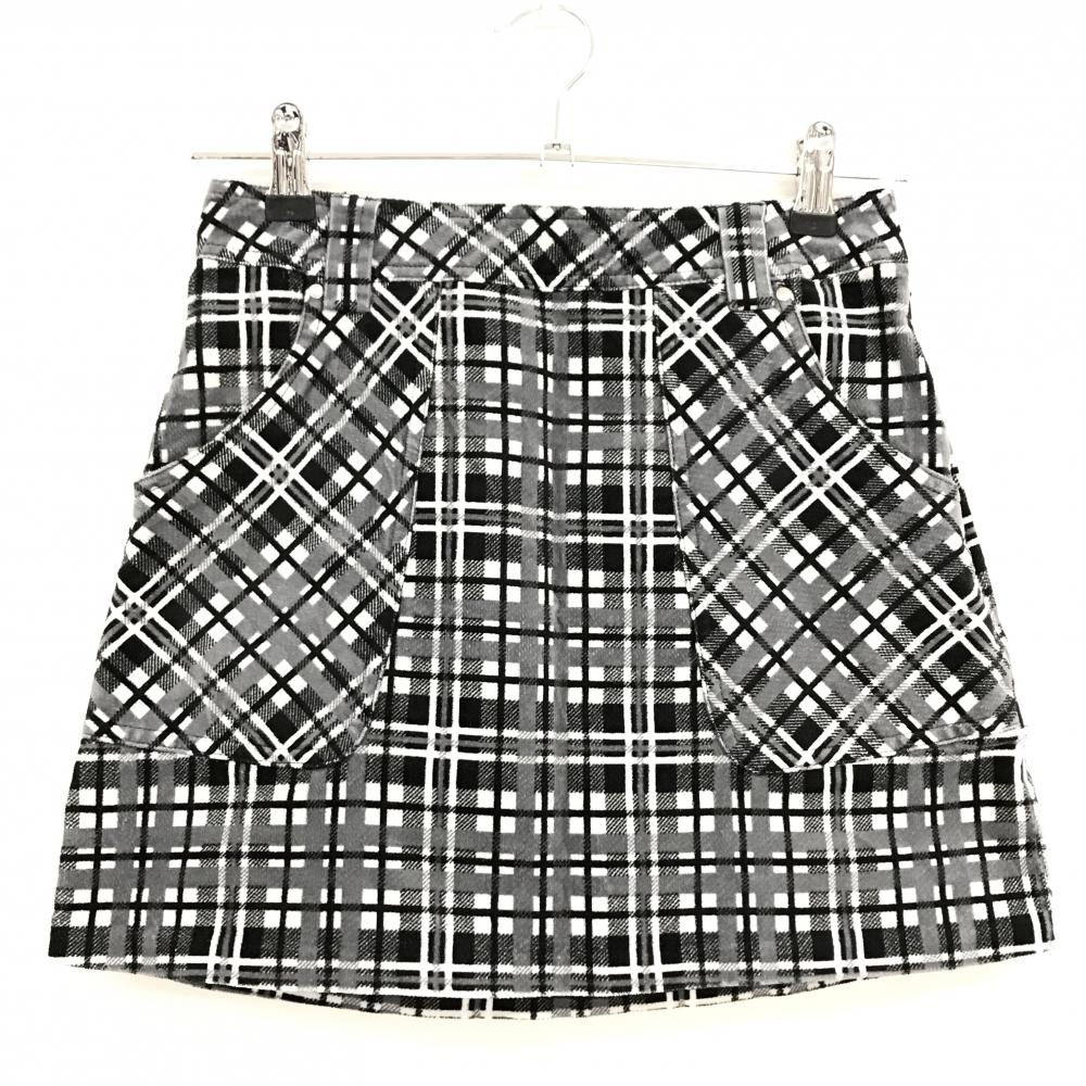 【超美品】キャロウェイ スカート 白×黒 チェック 表微起毛 ストレッチ  レディース SS ゴルフウェア Callaway