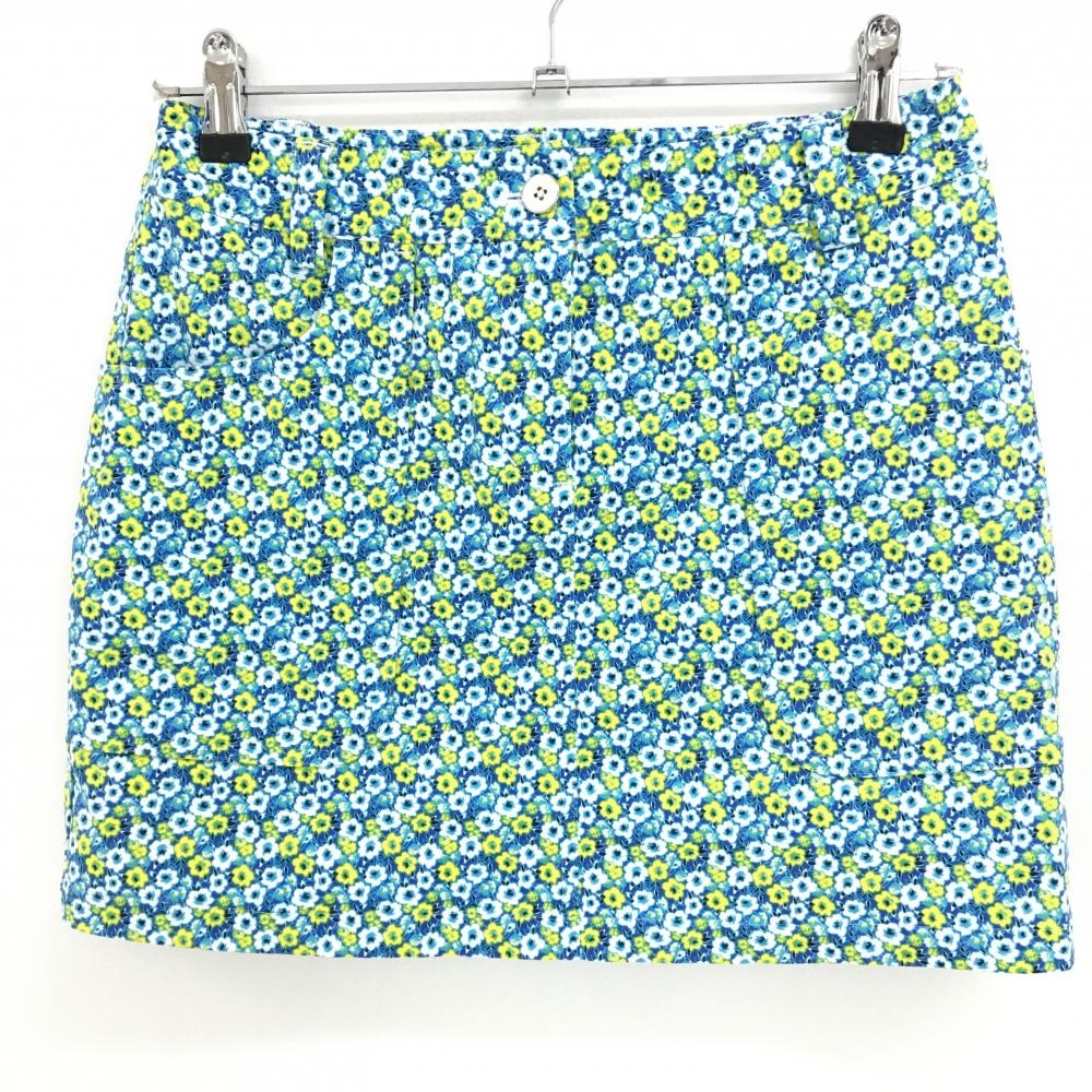 【超美品】キャロウェイ スカート　ブルー×イエロー 花柄 ストレッチ レディース S ゴルフウェア Callaway