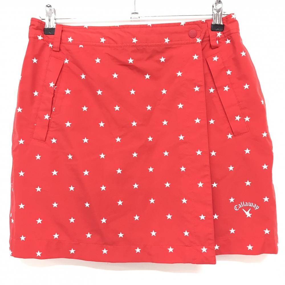 キャロウェイ ラップスカート レッド×白 星柄 レディース L ゴルフウェア Callaway