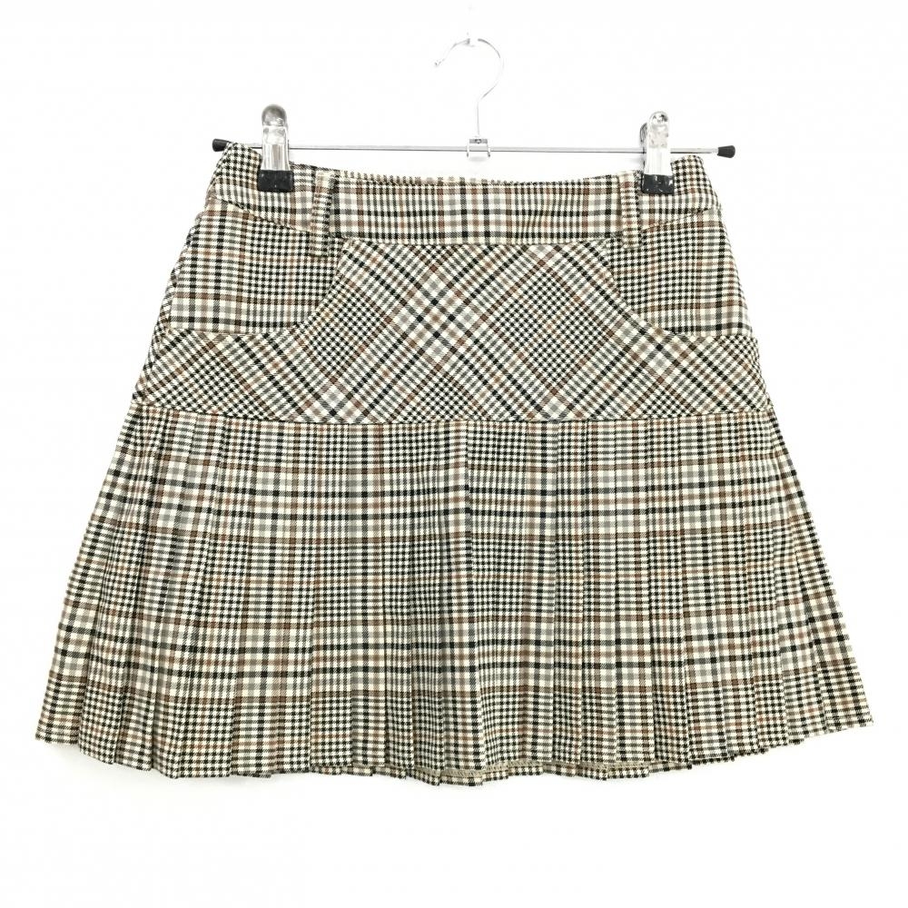 【超美品】キャロウェイ プリーツスカート ベージュ×ブラウン×黒 チェック レディース SS ゴルフウェア 2024年モデル Callaway