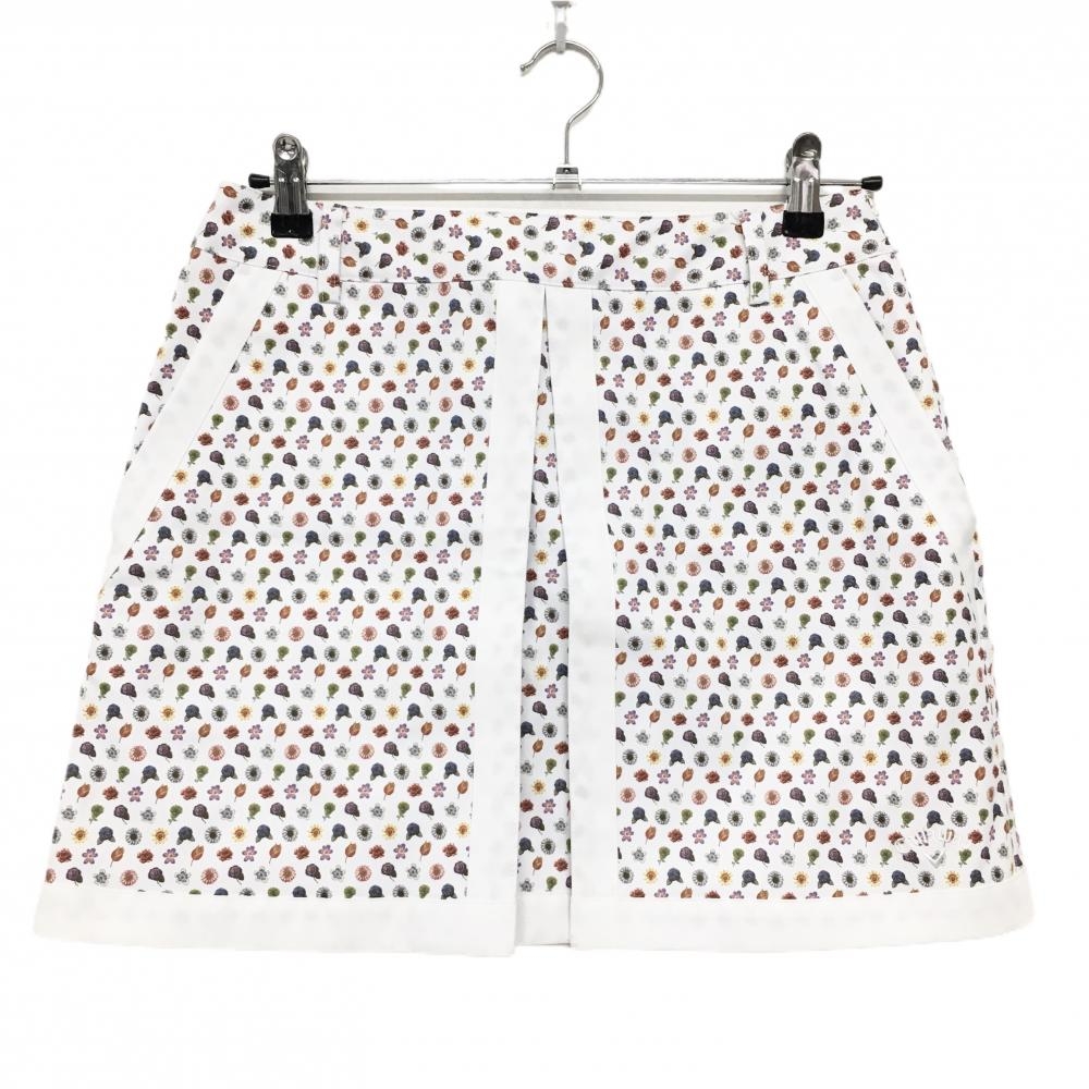 【新品】キャロウェイ スカート 白×マルチカラー 花柄 抗菌ポケット レディース L ゴルフウェア Callaway