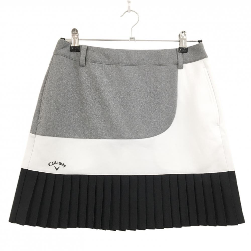 【超美品】キャロウェイ スカート グレー×ネイビー 裾プリーツ レディース L ゴルフウェア 2024年モデル Callaway