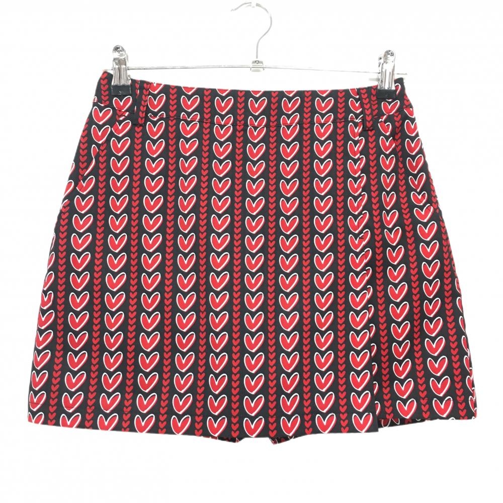 【超美品】キャロウェイ スカート 黒×レッド ハート総柄 内側パンツ レディース S ゴルフウェア 2025年モデル Callaway