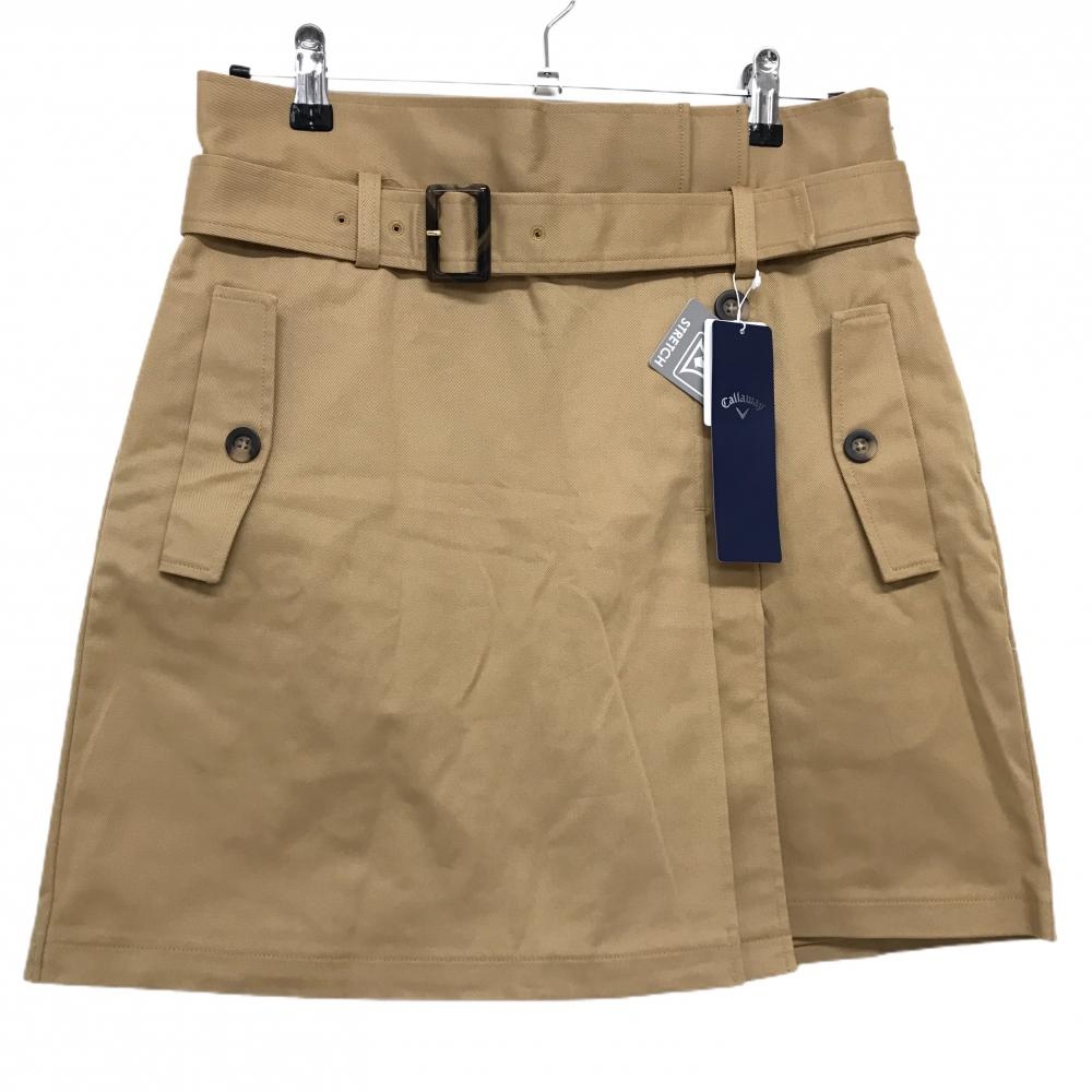 【新品】キャロウェイ スカート ライトブラウン ベルト付 ストレッチ レディース LL ゴルフウェア Callaway
