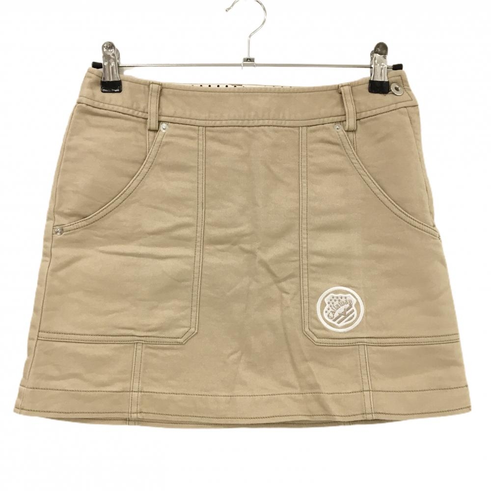 キャロウェイ スカート ベージュ ロゴ白 ウエスト裏ドット  レディース M ゴルフウェア Callaway