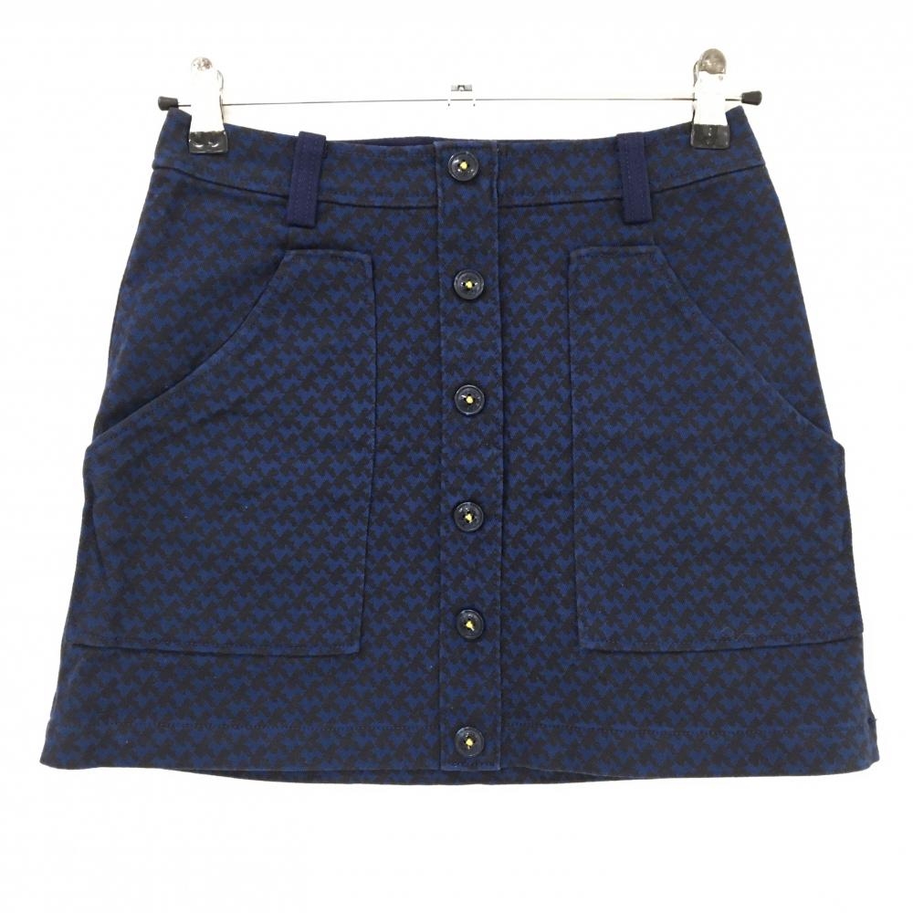 キャロウェイ スカート ネイビー×黒 総柄 前ボタン レディース S ゴルフウェア Callaway
