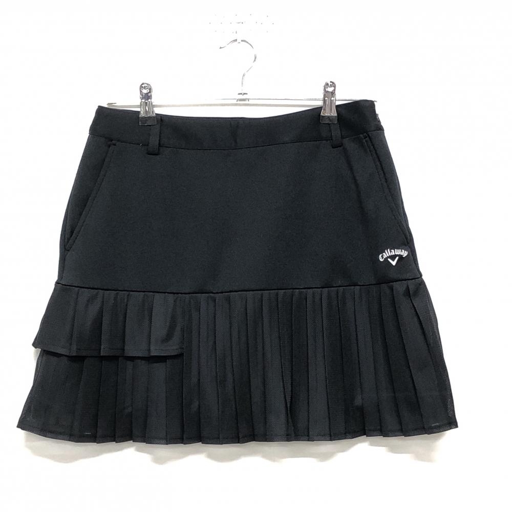 【超美品】キャロウェイ スカート 黒 裾メッシュプリーツ ストレッチ  レディース L ゴルフウェア Callaway