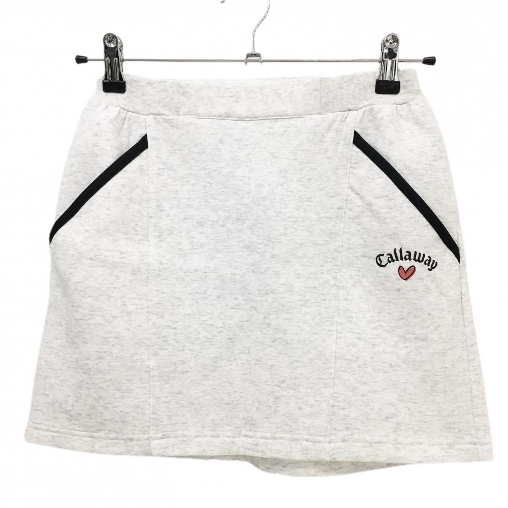 【超美品】キャロウェイ スカート 杢ライトグレー ロゴプリント ウエストゴム  レディース SS ゴルフウェア Callaway