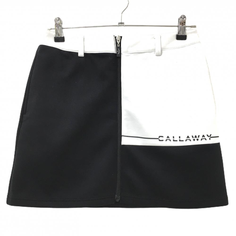 キャロウェイ スカート 黒×白 フロントジップ ダンボールニット レディース M ゴルフウェア Callaway