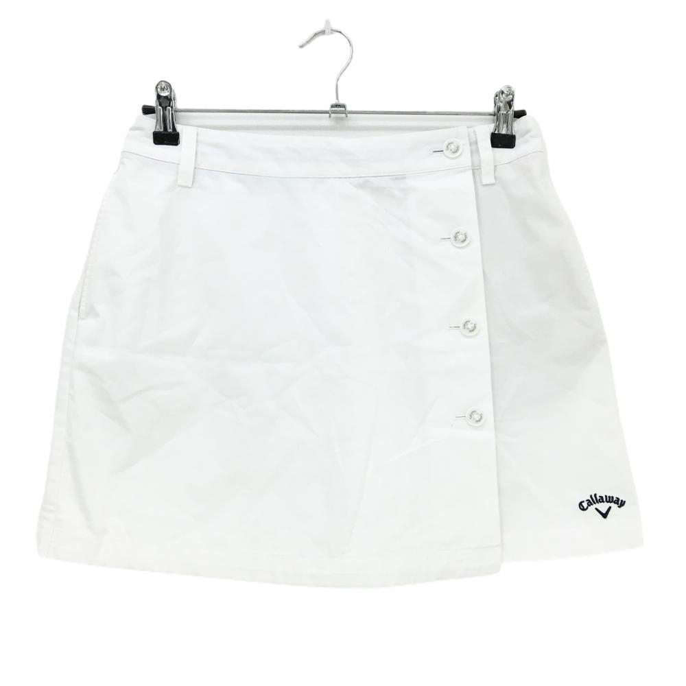 キャロウェイ キュロットスカート 白 ロゴネイビー ロゴボタン  レディース L ゴルフウェア Callaway