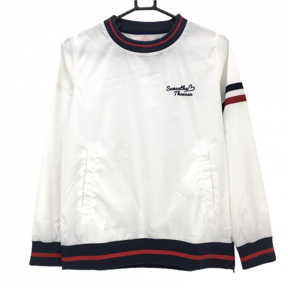 サマンサタバサUNDER スニード 白×ネイビー 裏メッシュ ブルゾン レディース  ゴルフウェア Samantha Thavasa