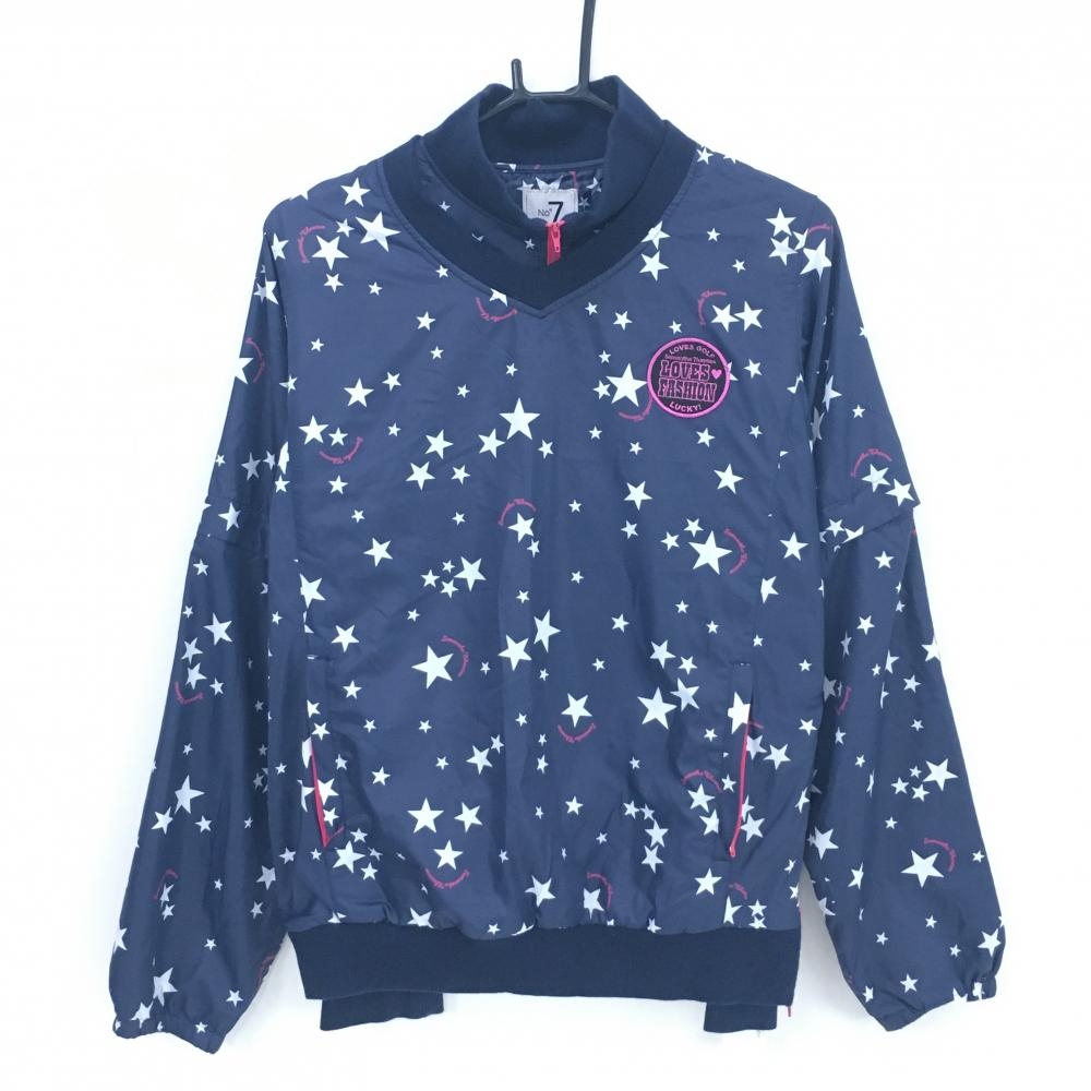 サマンサタバサNo.7 ツインスニード ネイビー×白 星柄 袖着脱可 サイドジップ  レディース PRO ゴルフウェア Samantha Thavasa