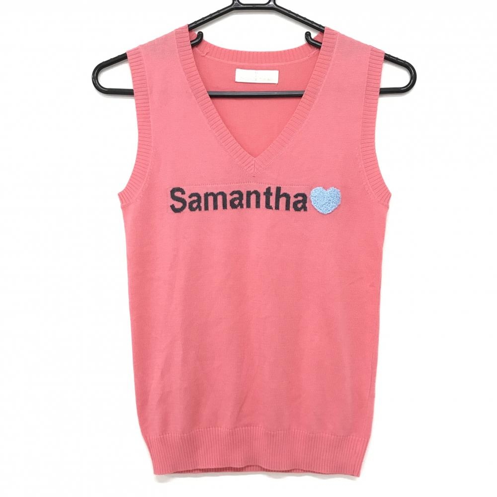 【超美品】サマンサタバサUNDER25 ニットベスト ピンク 薄手 Vネック レディース S ゴルフウェア Samantha Thavasa
