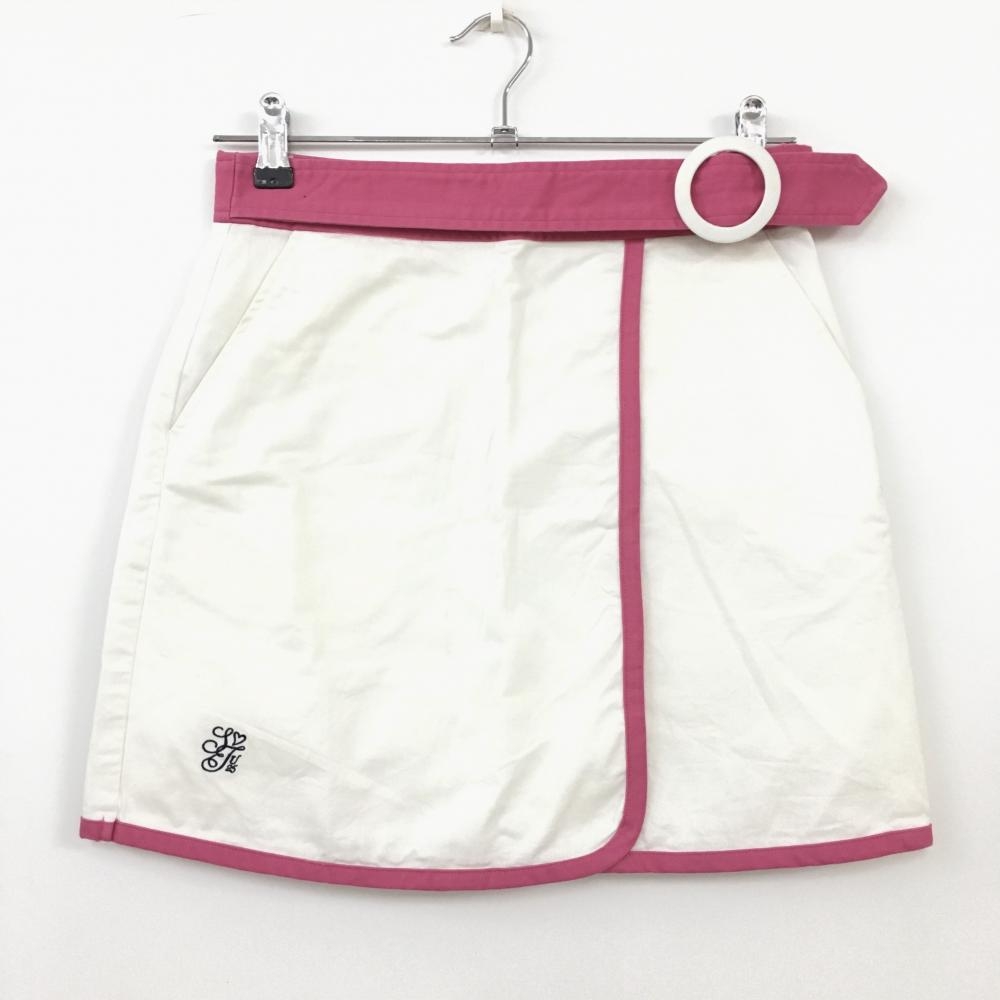 Samantha Thavasa サマンサタバサ UNDER25 スカート 白×ピンク 巻きスカート風 レディース M ゴルフウェア