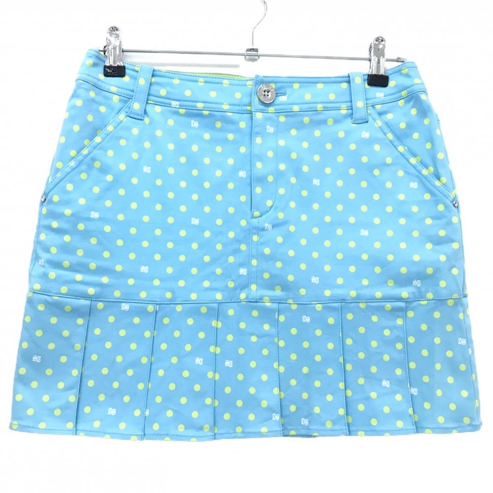 【超美品】サマンサタバサUNDER25 スカート ライトブルー×イエロー ドット 裾プリーツ  レディース M ゴルフウェア Samantha Thavasa